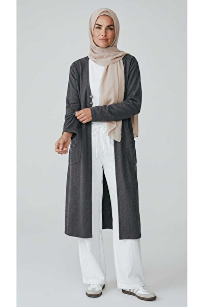 ECE GİYİM Women's Jacquard Summer Long Cardigan with Three Button Pockets on ...
