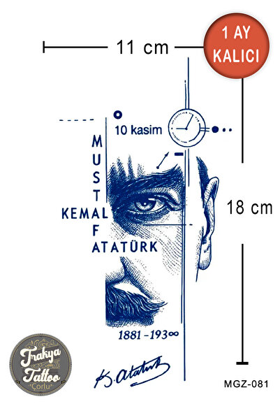 Trakya Tattoo 1 Ay Kalıcı Hayalet Yarım Kol Dövme Mustafa Kemal Geçici Dövme ...
