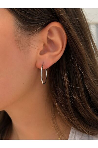 Çelik 25 mm Silver Halka Küpe