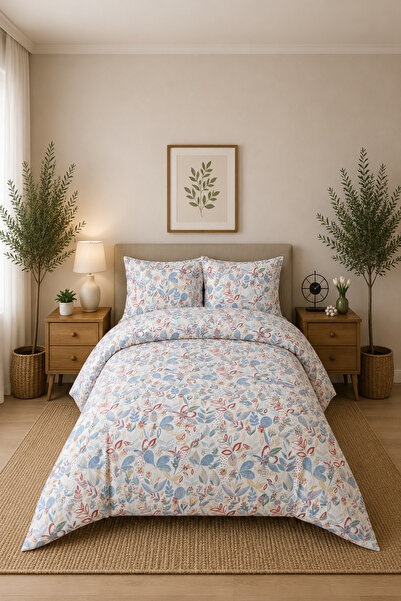 Pamuva Double Duvet Cover Set 100% Cotton 200X220 |   Elastic Sheet 160X200
