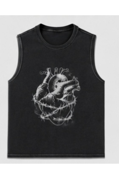 bellanova Street Style Anthracite Washed 100% Cotton Oversize Cut Tank Top