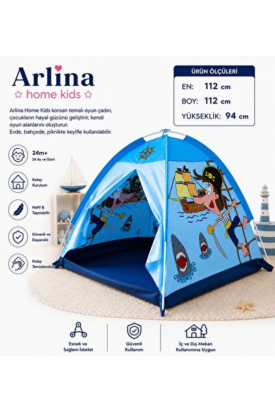 Arlina Home Kids Korsan Temalı Çocuk Çadır 112*112*94 Cm