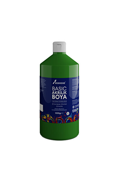 Red Rose Yeşil Basic Akrilik Boya 1000gr, Dekoratif Hobi Amaçlı Sanatsal Canl...