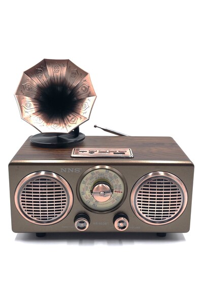 Sezy Gramofon Görünümlü Şarjlı Ahşap Bluetooth Speaker Nostaljik Hoparlör FM ...