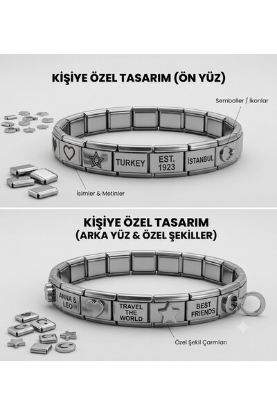 C&On Design Kişiye Özel Lazer Baskılı İsimli Çelik Bileklik - Sevdiklerinize ...