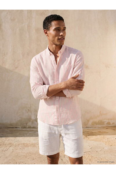 LC Waikiki Regular Fit Striped Linen Blended Men's Shirt