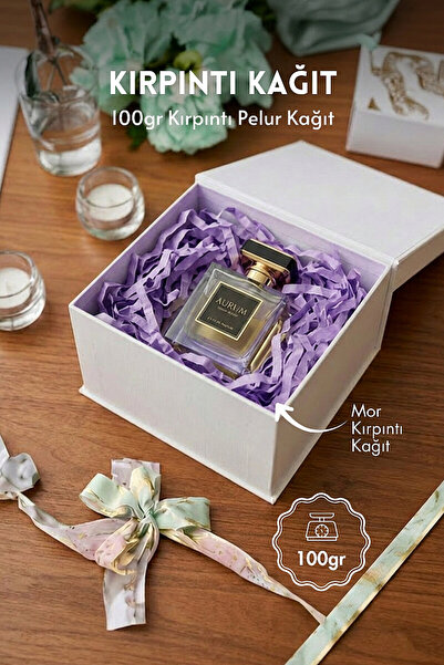 Bimotif 100gr Kırpıntı Pelur Kağıt, Mor (Hediye Kutu İçi Dolgu Süsleme, Kırpı...