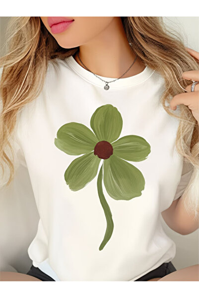 212Wear قميص نسائي أنيق، برقبة دائرية وأكمام قصيرة، تصميم مستوحى من الطبيعة، ...