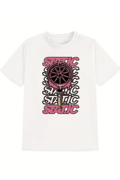 212Wear تي شيرت رجالي بأكمام قصيرة مطبوع بنمط Pink Wheel Techwear، مناسب للنز...