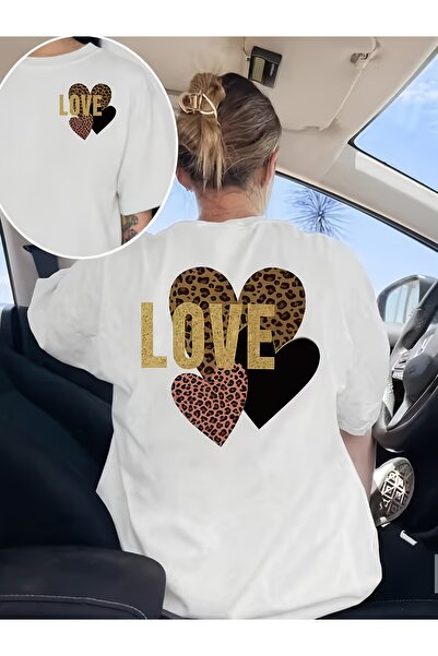 212Wear Front and Back T Shirt with Leopard Print for Women Round Neck Casual...