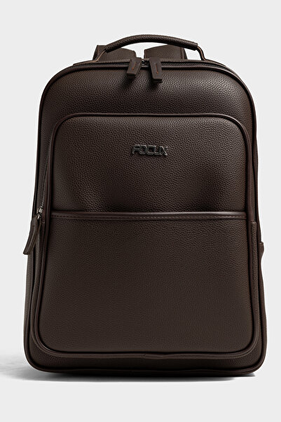 Fiyaka Unisex Leather Backpack with Laptop Compartment Laptop Backpack Brown