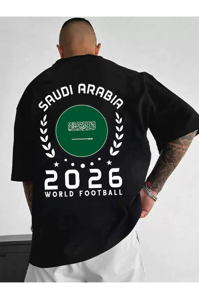 SAUDI Men and Women's 100% Cotton T-Shirt - Oversized Crew Neck Short Sleeve ...