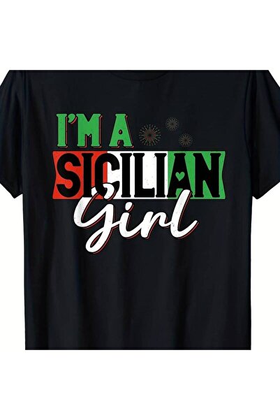 LİNA06 Men's Women's Italy Flag T-Shirt - Sicilian Girl Graphic Retro Pride T...