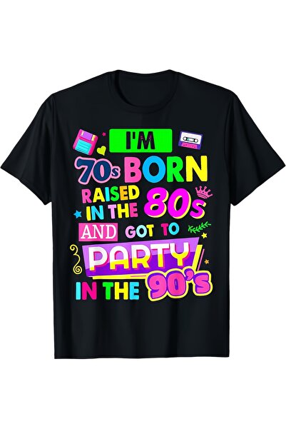 LİNA06 تي شيرت رجالي بتصميم ريترو بطبعة "I'm Born in the 80s" ونص جريء مستوحى...