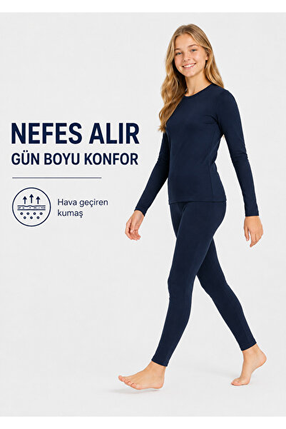 don-x | Kız Çocuk Okul Termal Takım Kışlık Pamuklu ( LACİVERT )