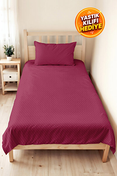Evimde Bambaşka Mürdüm Modern Young Room Single Pique Set - Quilted Fuchsia 1...