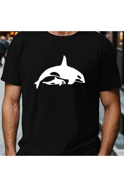 NOURAM Men's T-Shirt with Whale Print Casual, Breathable, Round Neck, Short S...