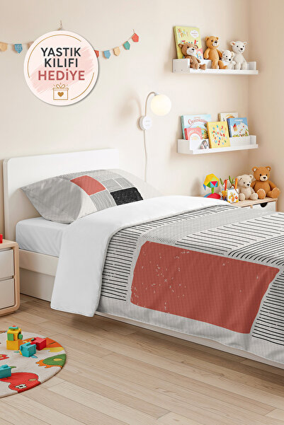 Evimde Bambaşka Powder Geometric Young Room Single Pique Set - Black Striped ...