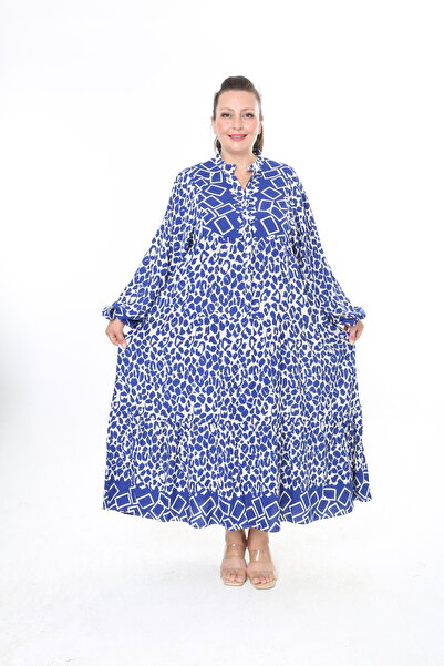 XL Modam Women's Patterned Woven Viscose Plus Size Dress
