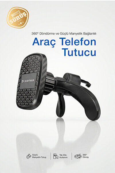 Kensa Havalandırma Tipi Kancalı Mıknatıslı Araç İçi Telefon Tutucu - 360 Dere...
