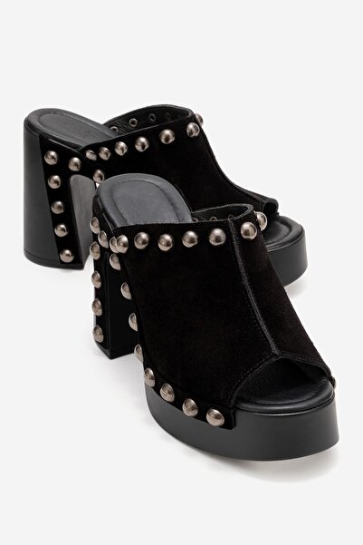PASSAGE SHOES Women's Genuine Leather Clogs Slippers 6368 Black Suede
