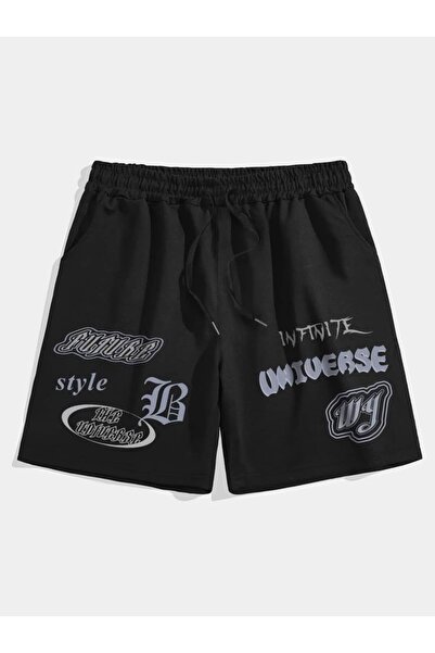 COZYWEAR Printed Black Oversize Shorts