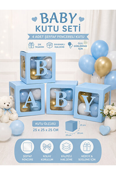 HAPPYLOOPPARTY Set od 4 kutija za bebe sa providnim prozorom, plava kutija za...