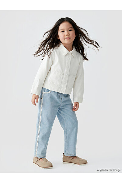 LC Waikiki Özmarka New Season Girls' Jean Trousers with Stripe Detail on the ...