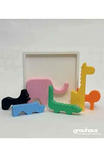 GRAUHAUS Educational Puzzle with Animal Figures - Colorful Montessori Toy Puz...