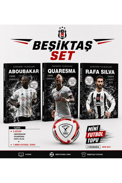 Beşiktaş Taraftar Seti | 3 Futbolcu Kitabı + Mini Top