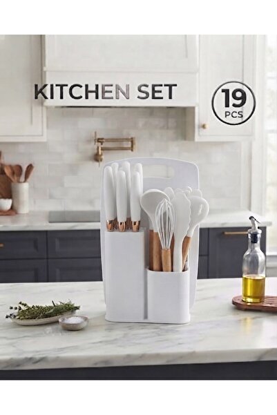 LUXURY Heat Resistant Silicone Cooking Kitchen Utensils Set 19Pcs Kitchenware...