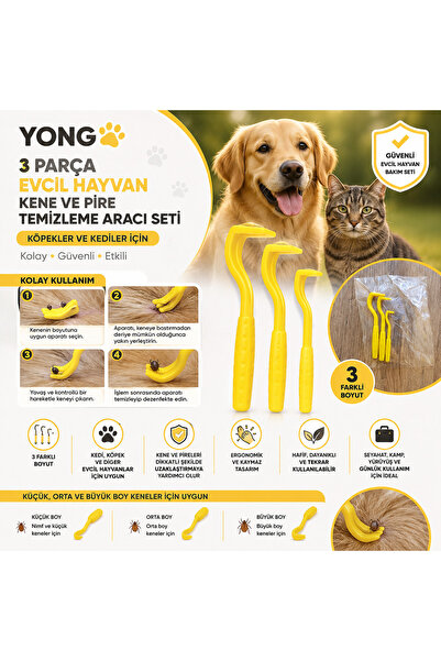 ORGANICYOU YONG 3 Parça Evcil Hayvan Kene ve Pire Temizleme Aracı Seti – Köpe...