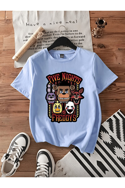 MAGORS تي شيرت قطني للأطفال بأكمام قصيرة وياقة دائرية مطبوع عليه FNAF