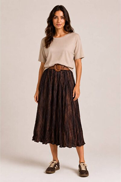 Rouge basıc Ethnic Patterned Crushed Skirt
