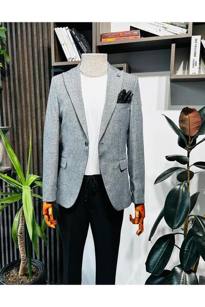 leonmen Slim Fit Men's Swallow Collar Classic Men's Blazer Jacket