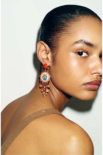 Alice İsstanbul Brand Orange Enamel Floral Earrings