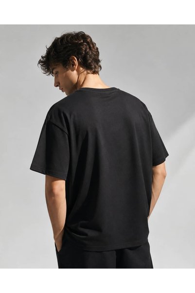 CANMODA Tricou negru oversize pentru bărbați, retro Buenos Dias, cu imprimeu Rooster, 100% bumbac