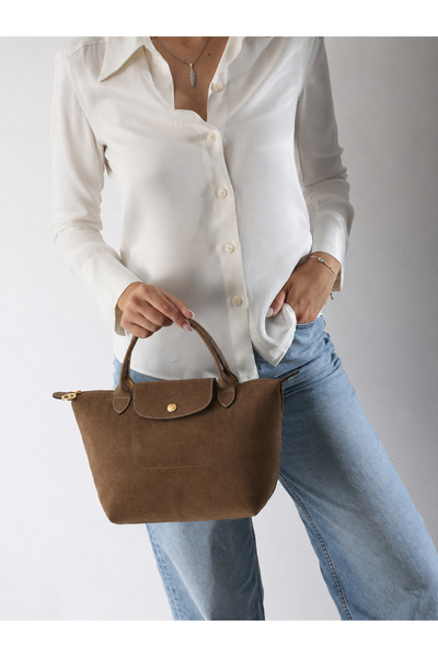 fubileather حقيبة يد من الجلد الطبيعي سويدي مقاس 23*22