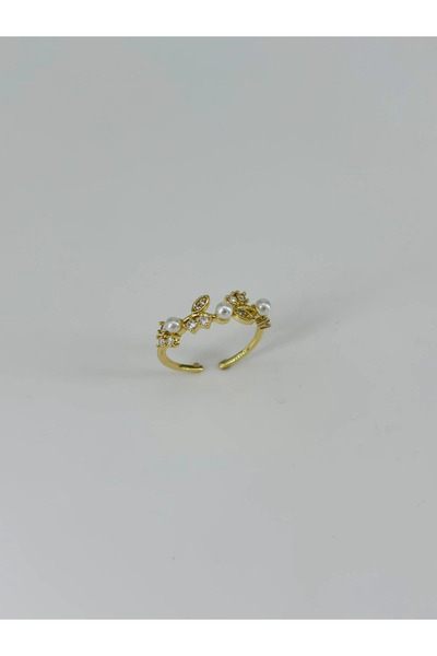 Inure Jewelry خاتم مجوهرات نحاسي قابل للتعديل مرصع بحجر الزركون - Yz0139-1