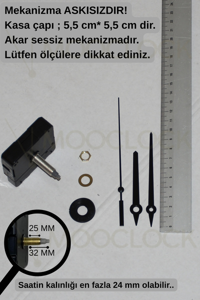 MOOCLOCK Clock Mechanism, Silent Wall Clock Mechanism, 32 mm Longest Shaft! (...