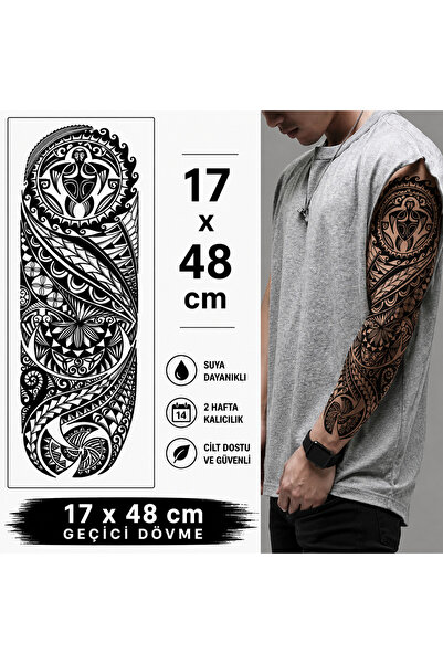 medink tattoo 2 Hafta kalıcı Maori Tam Kol Kaplama Geçici Dövme Sticker Tattoo