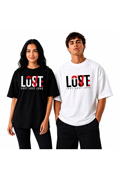 Generic Graphic T-Shirt LOST Lust Lost Love - drop shoulder Oversized Streetw...