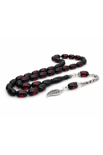 Genel Markalar Sürmeli Sıkma Kehribar Tesbih | Kapsül Kesim | 7x11 mm | Gümüş...