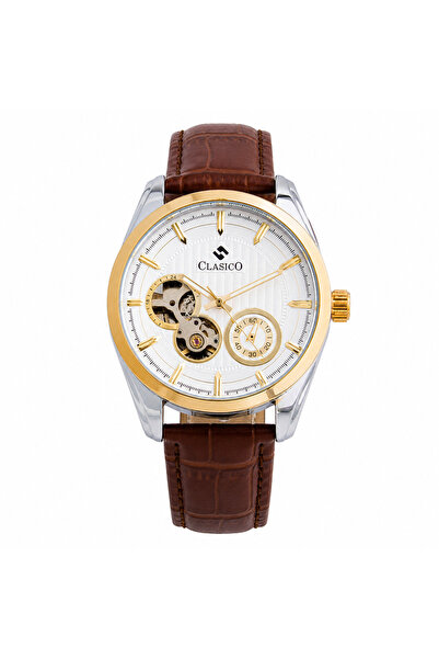 Clasico Elite Men's Open Heart Skeleton Leather Strap Watch – Premium Quartz ...