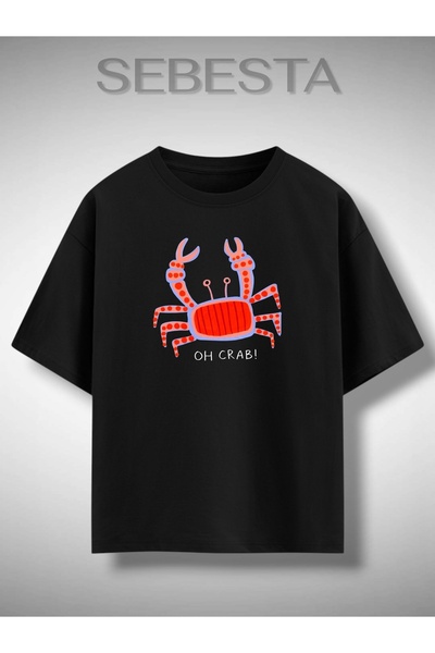 Sebesta Fashion Oh Crab Printed Premium Oversize T-Shirt