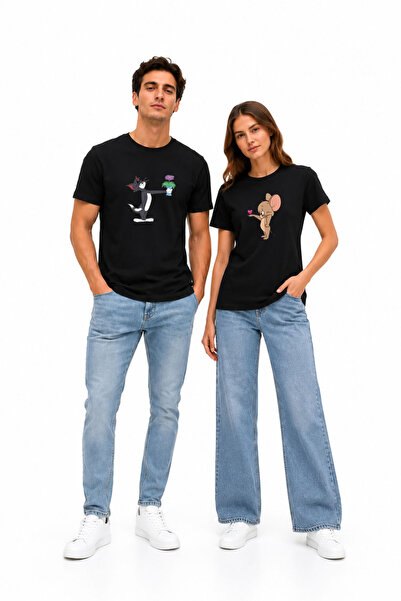 Ciel Lune Tom & Jerry Floral and Heart Printed Lover's Matching Unisex White ...