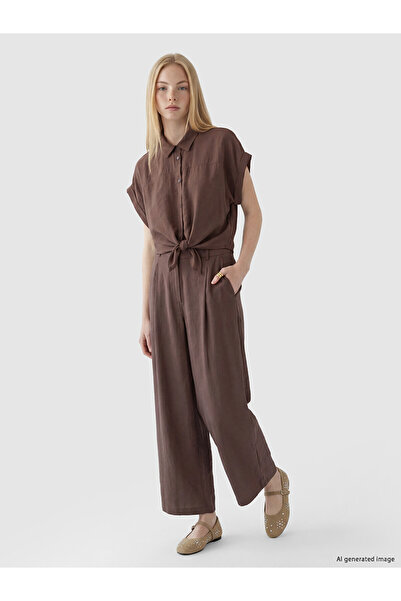 LC Waikiki Trendlucky Modal Blended Pleated Women's Fabric Pants with a Diffe...