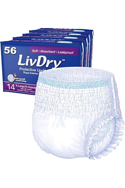 LivDry Adult Incontinence Underwear, 56 Count, X-Large, Super Absorbent