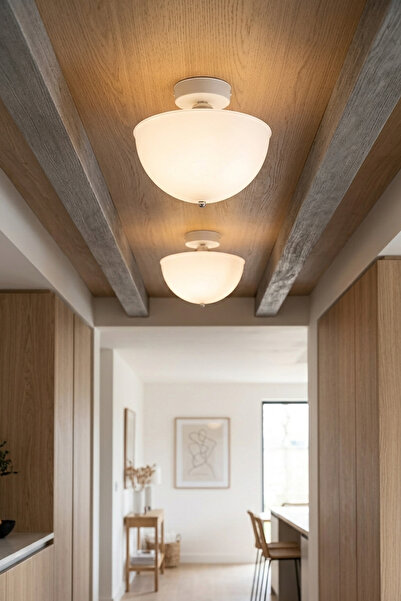 lumenistanbul TORUL TEKLİ PLAFONYER AVİZE OPAL - BEYAZ - KROM