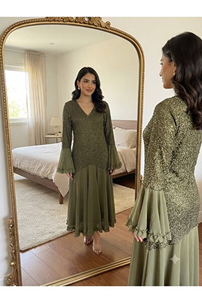 Pyramid masterpieces Green Glitter Evening Dress